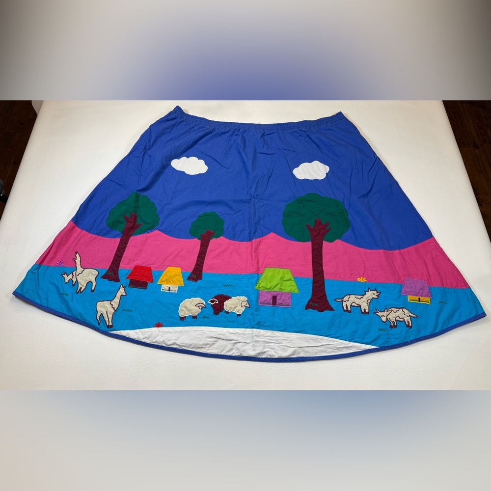 Vintage Southern Mirage 3XL topicano Mexican embroider skirt landscape (bin JJ) - Picture 6 of 11
